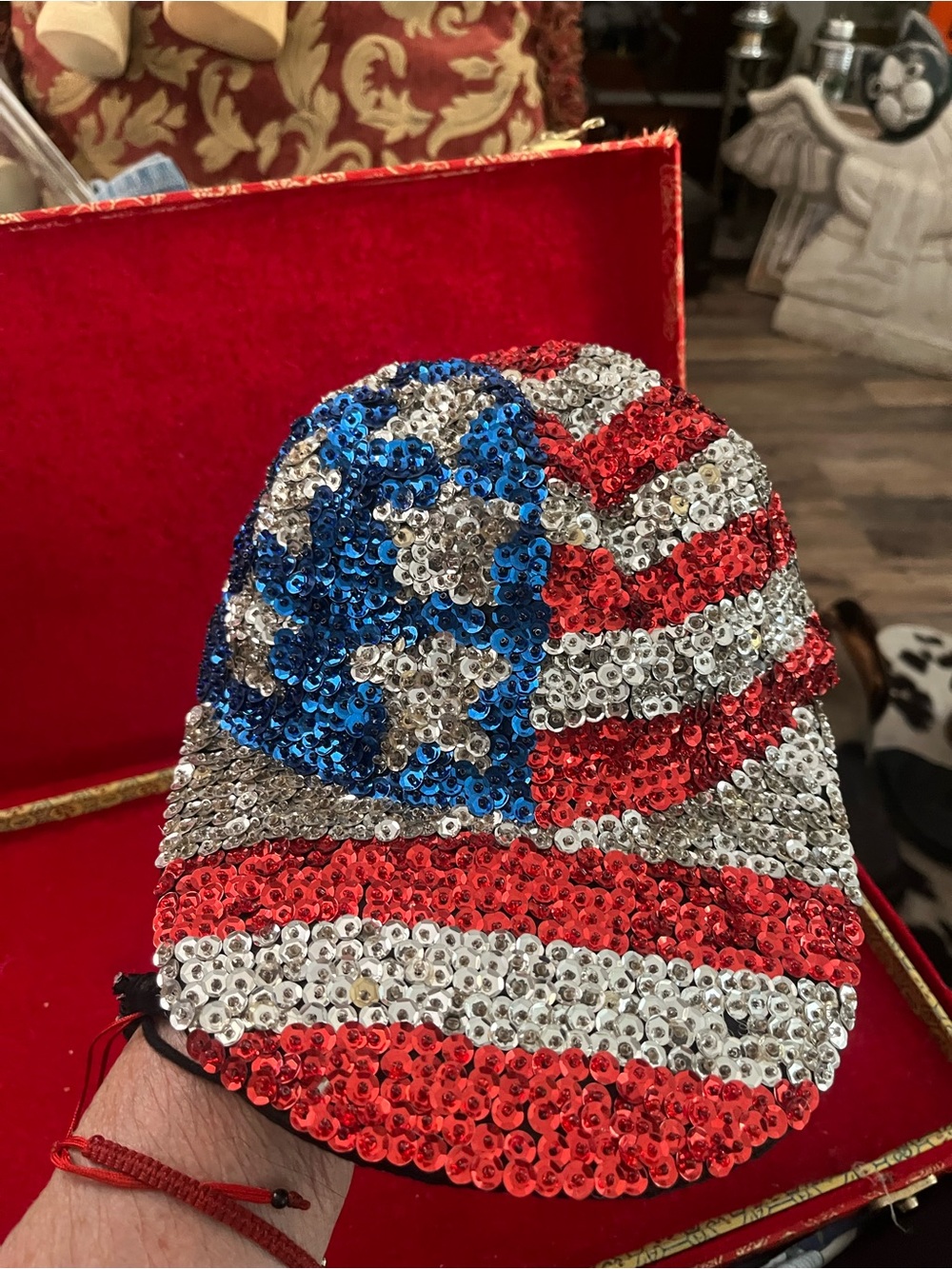 Sequin American Flag Baseball Cap - Red, White & Blue